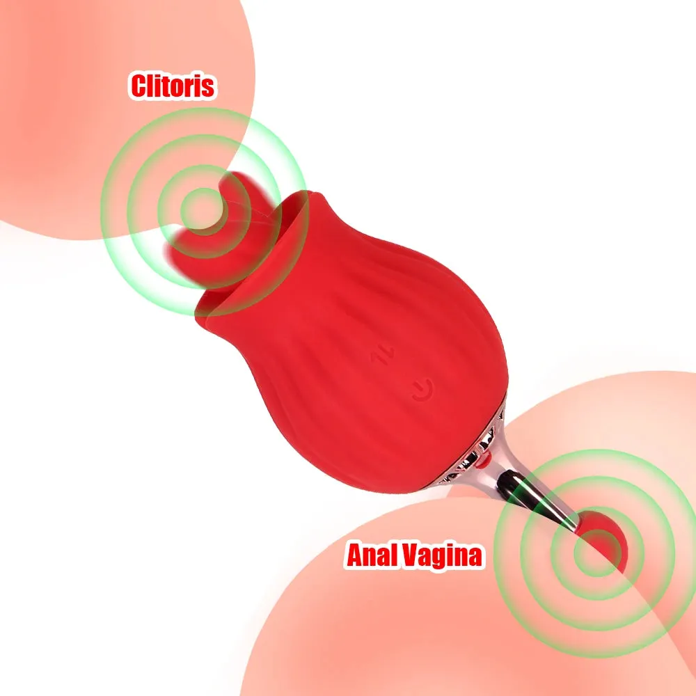 2-in-1 Clit Clamp G Spot Vibrator Rose Toys - Nipple Clamping Tail Clitoral Vagina Stimulator