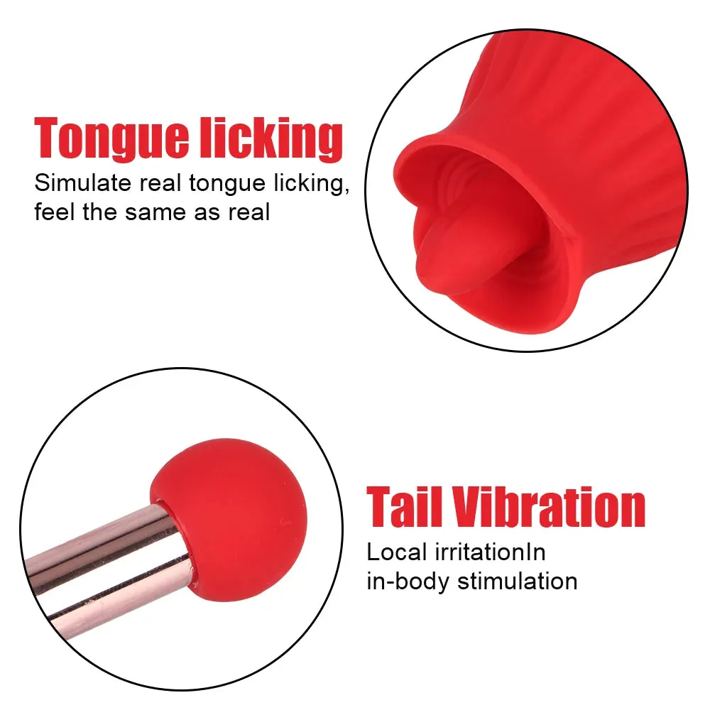 2-in-1 Clit Clamp G Spot Vibrator Rose Toys - Nipple Clamping Tail Clitoral Vagina Stimulator