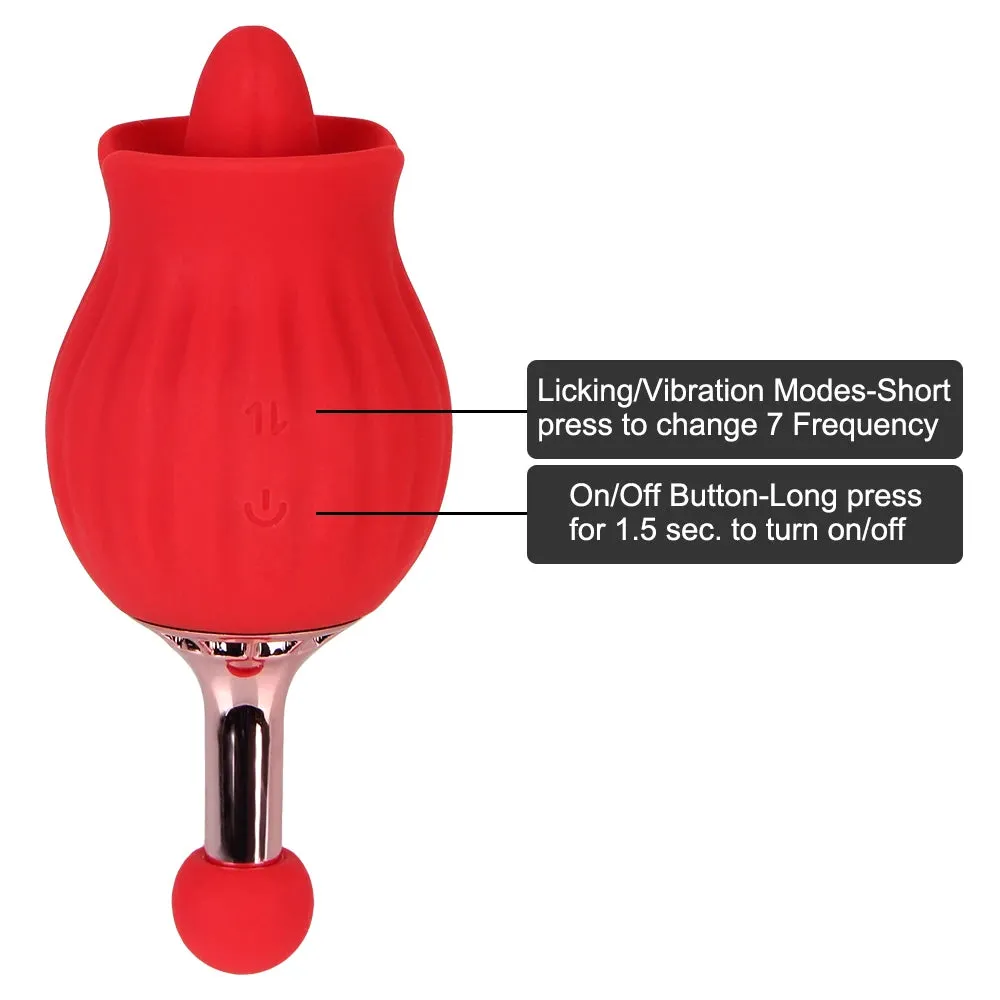2-in-1 Clit Clamp G Spot Vibrator Rose Toys - Nipple Clamping Tail Clitoral Vagina Stimulator