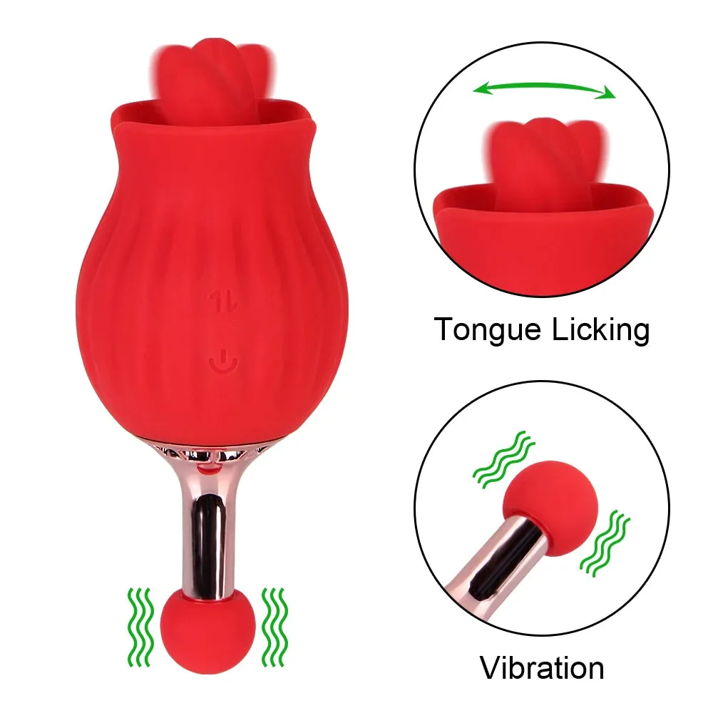 2-in-1 Clit Clamp G Spot Vibrator Rose Toys - Nipple Clamping Tail Clitoral Vagina Stimulator