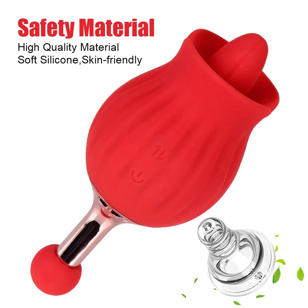 2-in-1 Clit Clamp G Spot Vibrator Rose Toys - Nipple Clamping Tail Clitoral Vagina Stimulator
