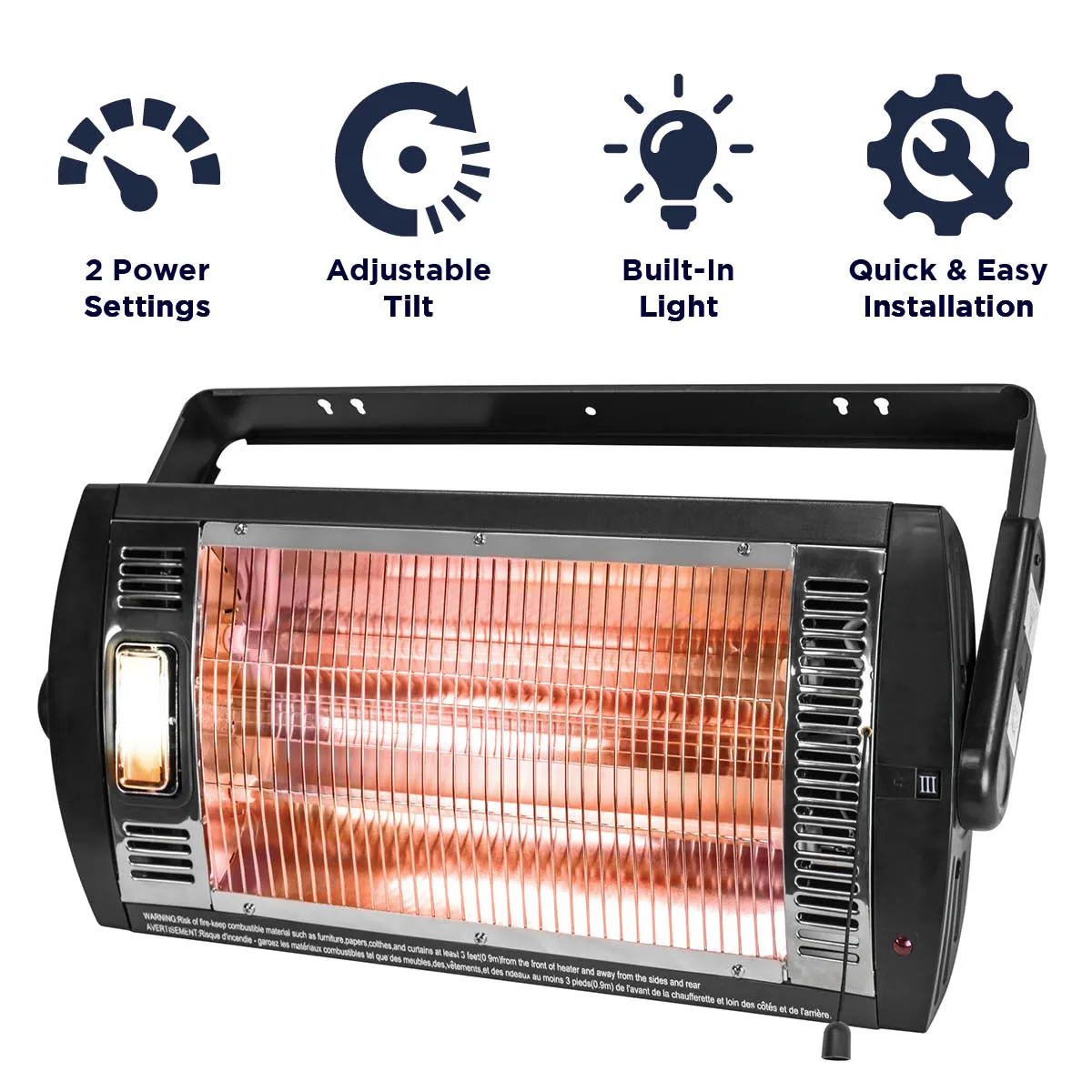 26 In. Dual Quartz Electric Indoor Ceiling Mount Heater