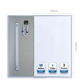600 Watts Electric infrared Panel Heater, Energy Efficient IR Heaters, Wall Mounted, Ceiling, Infrared 1005 x 595 MM for Recessed Ceiling, Wall Mounting Infrared Heating System