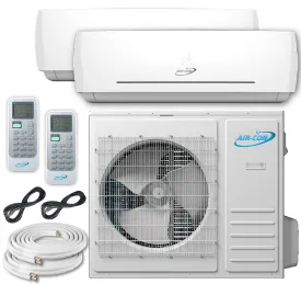Air-Con International Multi Split Series 24,000 BTU 22 SEER 2 Zone Ductless Mini Split Air Conditioner and Heat Pump with 25 Ft. Pre-Charged Line Sets 12K   12K