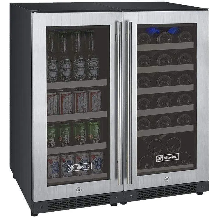 Allavino FlexCount II Tru-Vino 2.3 Amps 30 Bottle/88 Can Dual Zone Beverage/Wine Fridge 3Z-VSWB15-2S20