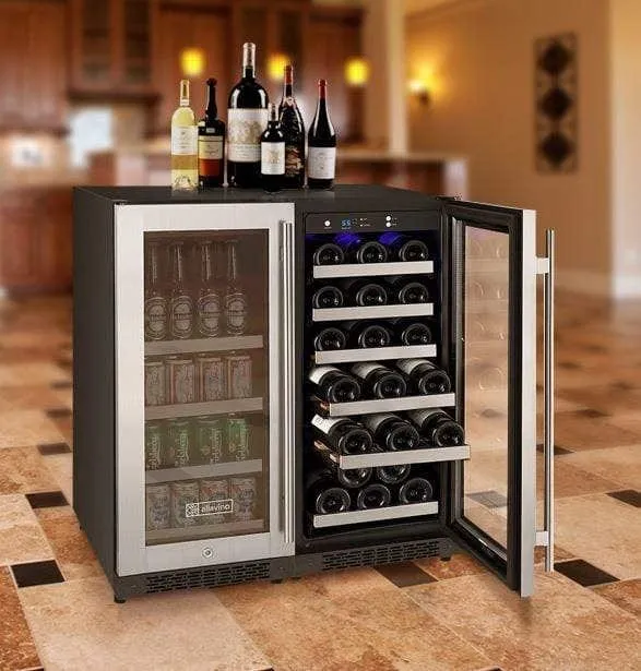Allavino FlexCount II Tru-Vino 2.3 Amps 30 Bottle/88 Can Dual Zone Beverage/Wine Fridge 3Z-VSWB15-2S20