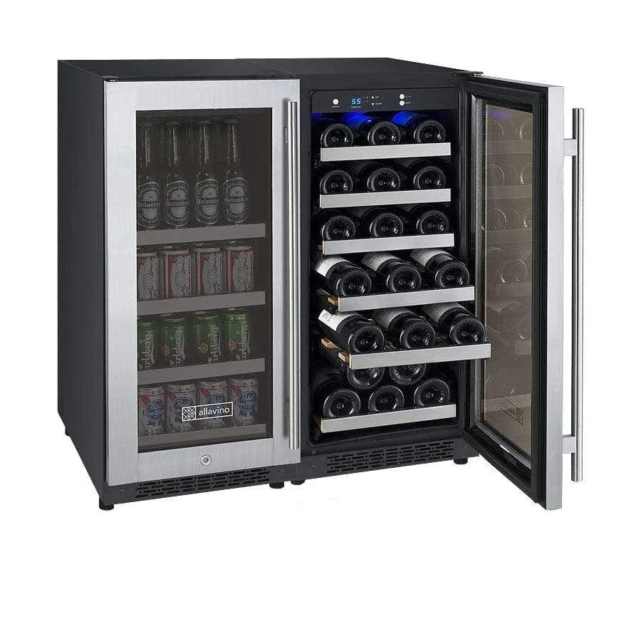 Allavino FlexCount II Tru-Vino 2.3 Amps 30 Bottle/88 Can Dual Zone Beverage/Wine Fridge 3Z-VSWB15-2S20