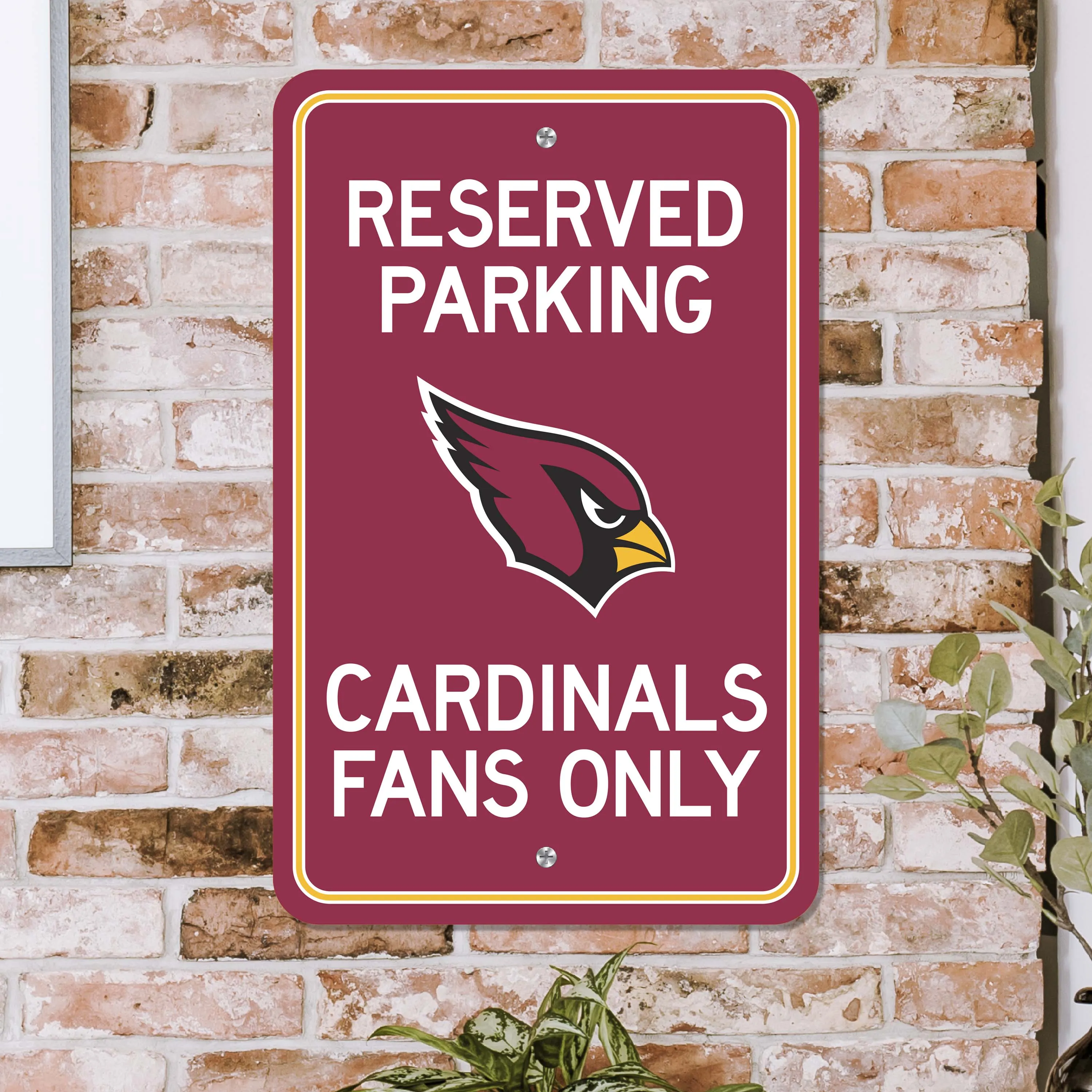 Arizona Cardinals Team Color Reserved Parking Sign Décor 18in. X 11.5in. Lightweight