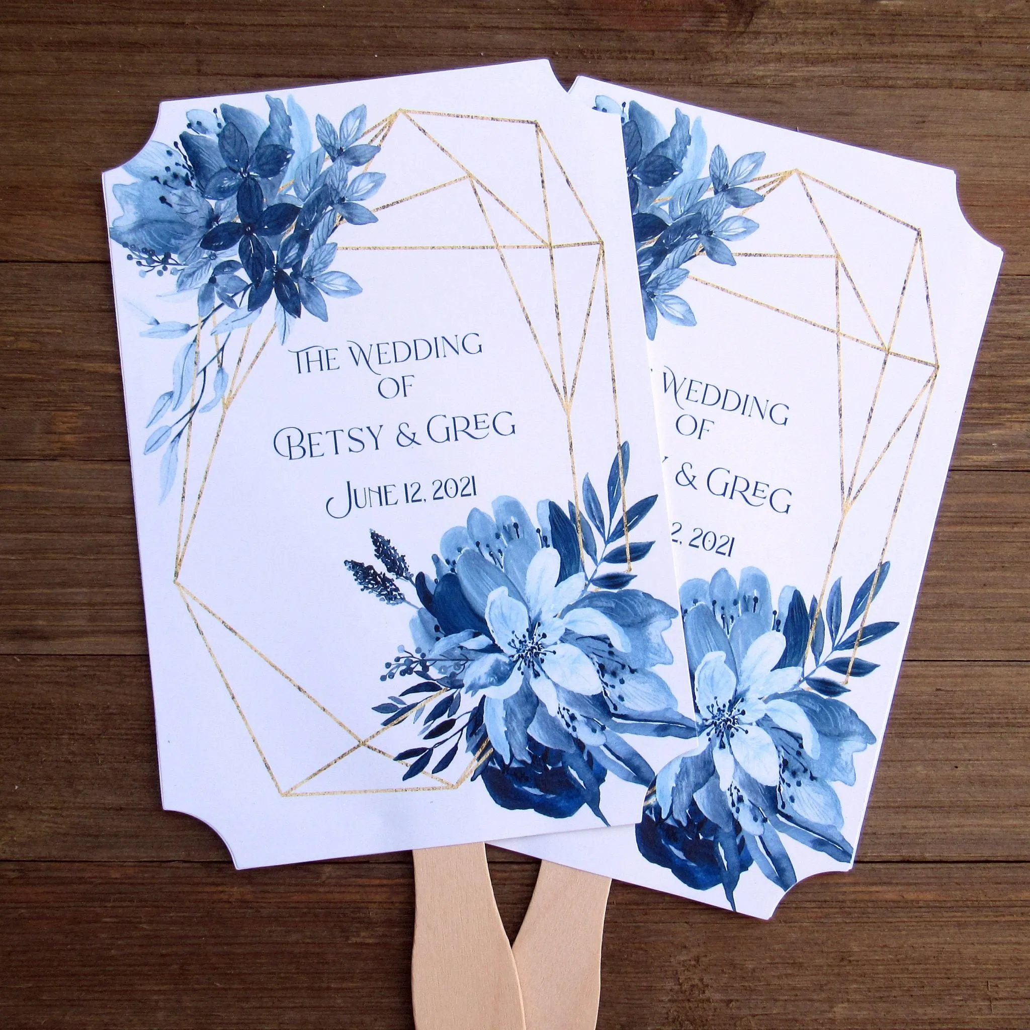 Blue Wedding Fans