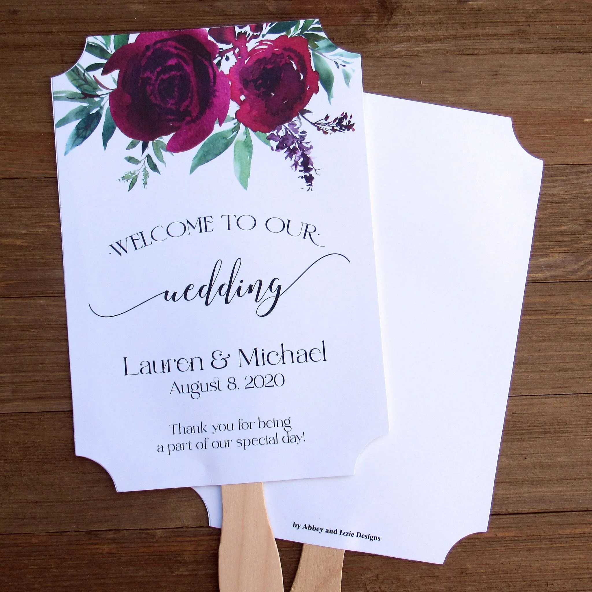 Burgundy Wedding Fans
