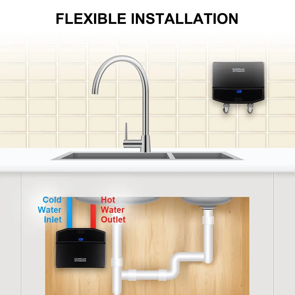 Camplux Black Point-of-Use Electric Tankless Water Heater - 3.5kW 120V