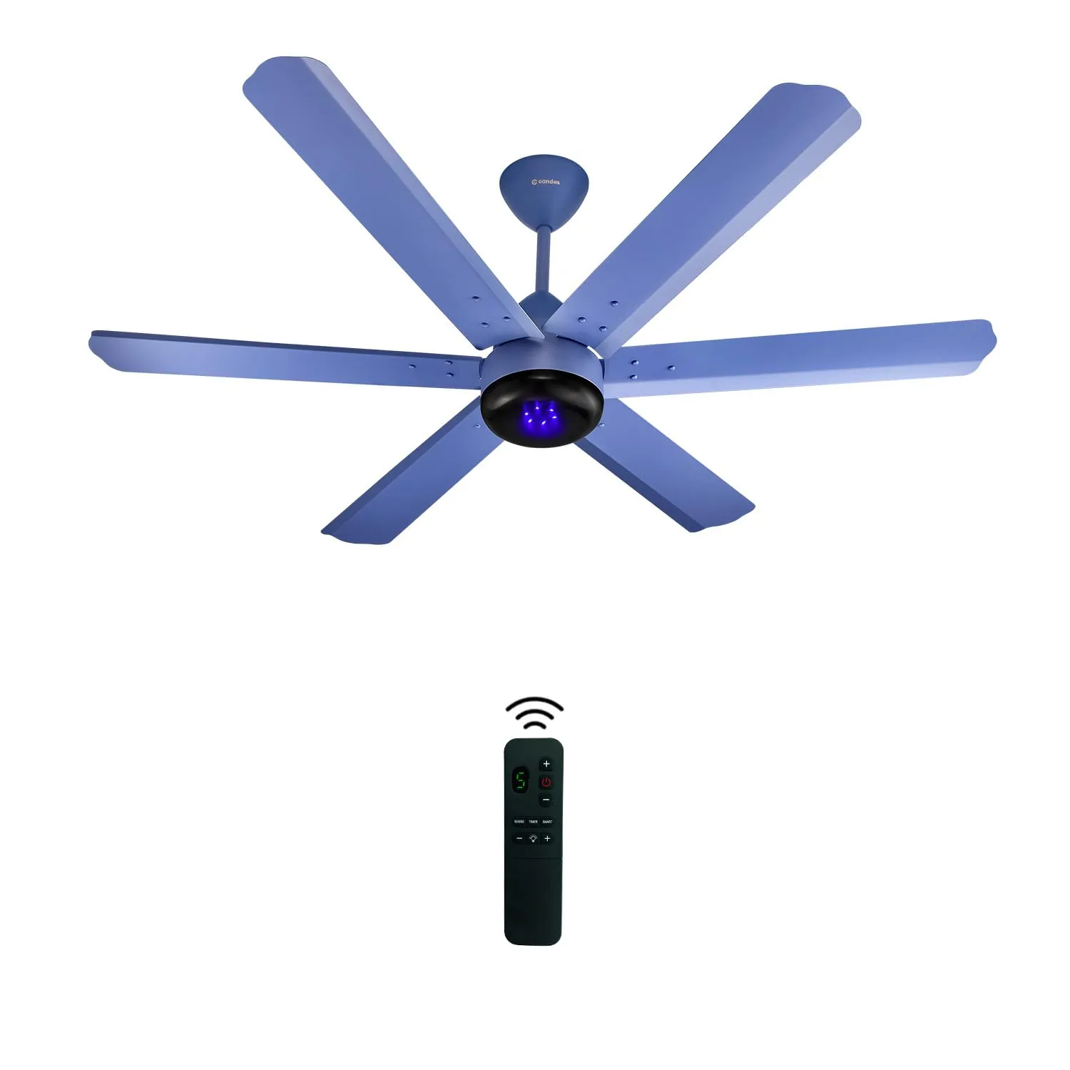 Candes LED Ceiling Fans for Home 1200mm | BLDC Ceiling Fan High Speed For Living Room | Remote Included | 6 Blade Ceiling Fan With Light | Blue | 3 Year Warranty