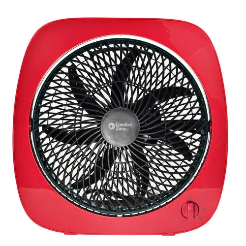 Comfort Zone 10" 3-Speed Square Turbo Desk Fan in Red