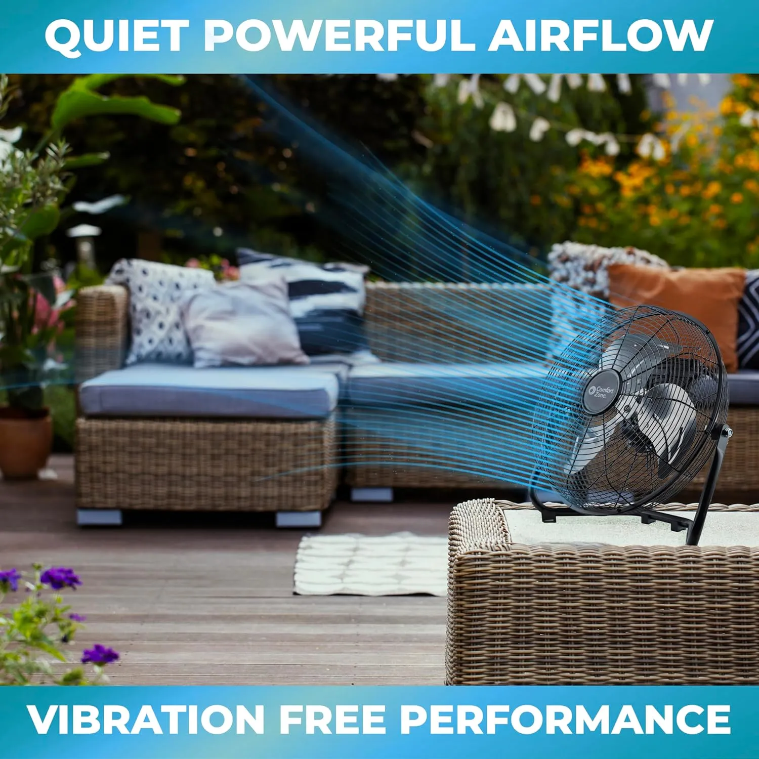 Comfort Zone 12" 3-Speed High-Velocity Floor Fan in Black