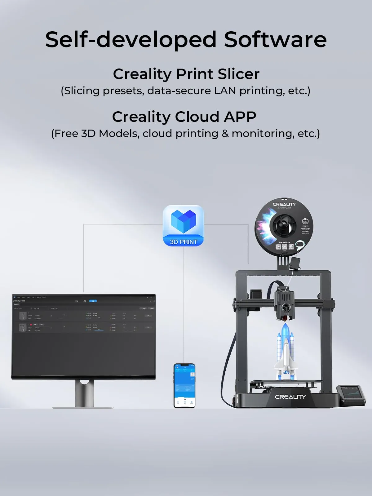 Creality Ender-3 V3 KE 3D Printer, 500 mm/s High-Speed Printing with Auto-Leveling, Sprite Direct Extruder Supports 300℃ Printing, Smooth Detail, 220×220×250 mm Print Volume