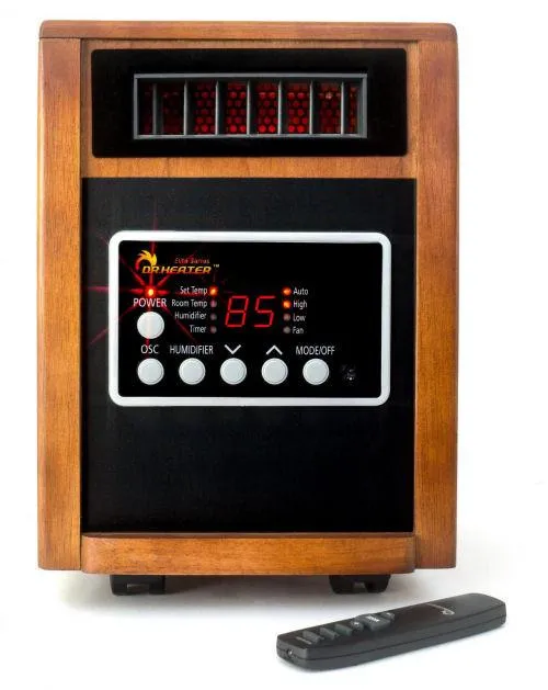 Dr. Infrared Heater DR-998, 1500W, Advanced Dual Heating System with Humidifier and Oscillation Fan and Remote Control