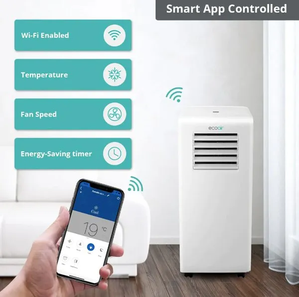 EcoAir Crystal MK2 7000 BTU Portable Air Conditioner with Smart App