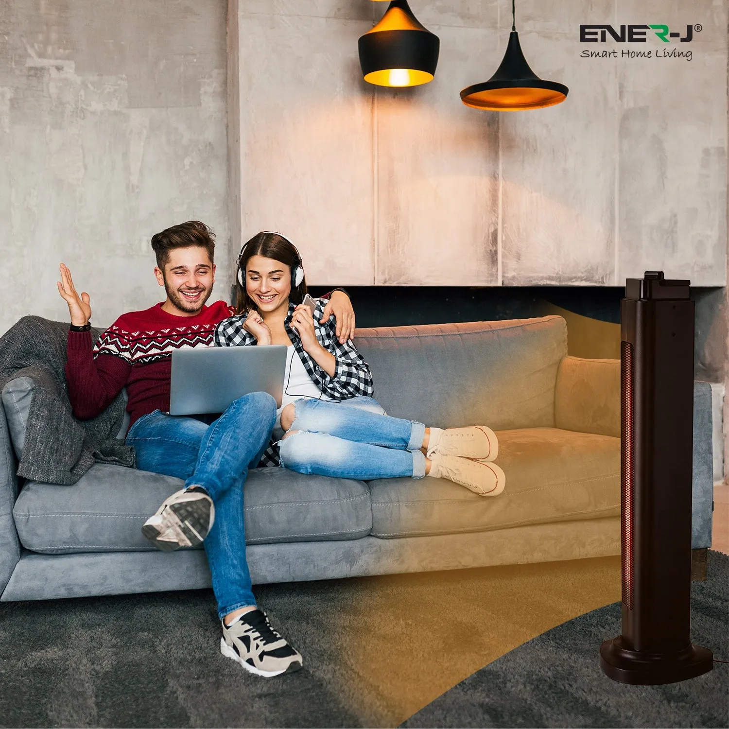 ENERJ Portable Infrared Heater, 600W & 1200W Dual Mode Infrared Heater with Carbon Heating Element, Heater for Home and Office, Energy Efficient