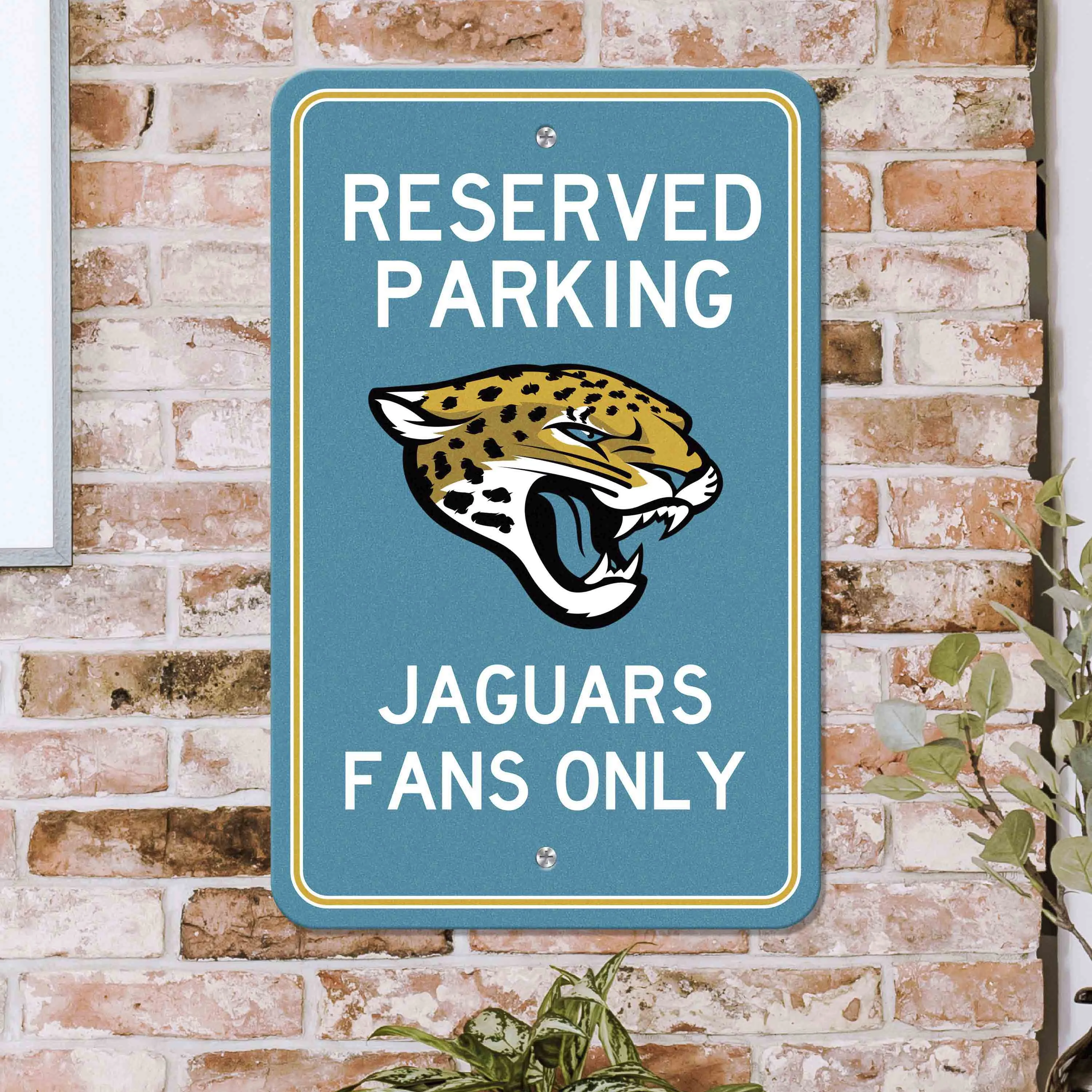 Fanmats Jacksonville Jaguars Team Color Reserved Parking Sign Décor 18" X 11.5" Lightweight