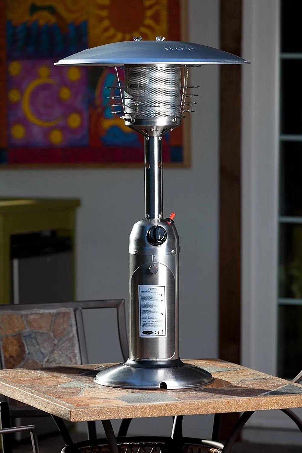 Fire Sense Propane Table Top Patio Heater, Stainless Steel