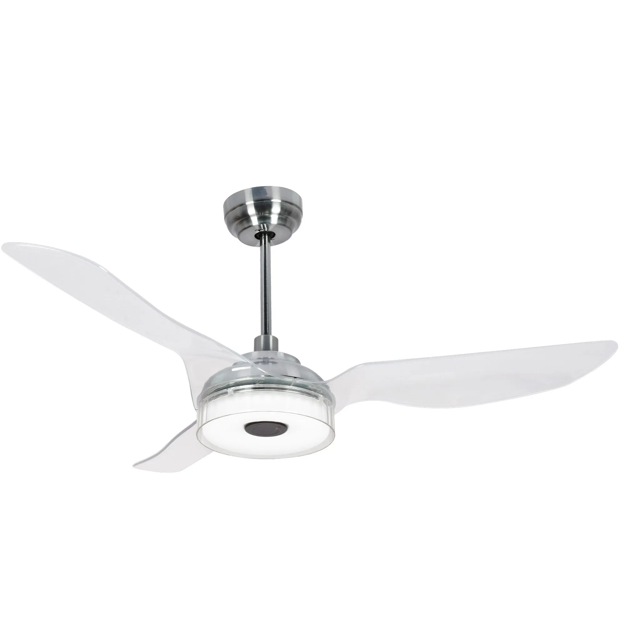 FLETCHER 56 inch 3-Blade Smart Ceiling Fan with LED Light Kit & Remote - Silver/Clear (Set of 2)