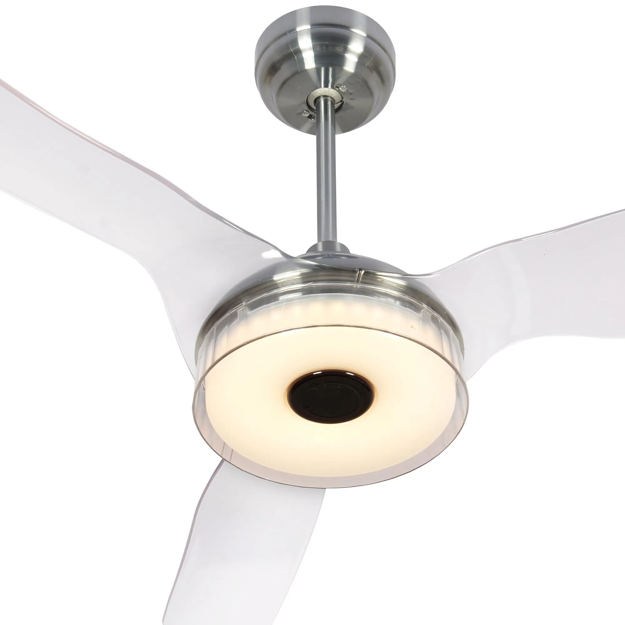 FLETCHER 56 inch 3-Blade Smart Ceiling Fan with LED Light Kit & Remote - Silver/Clear (Set of 2)
