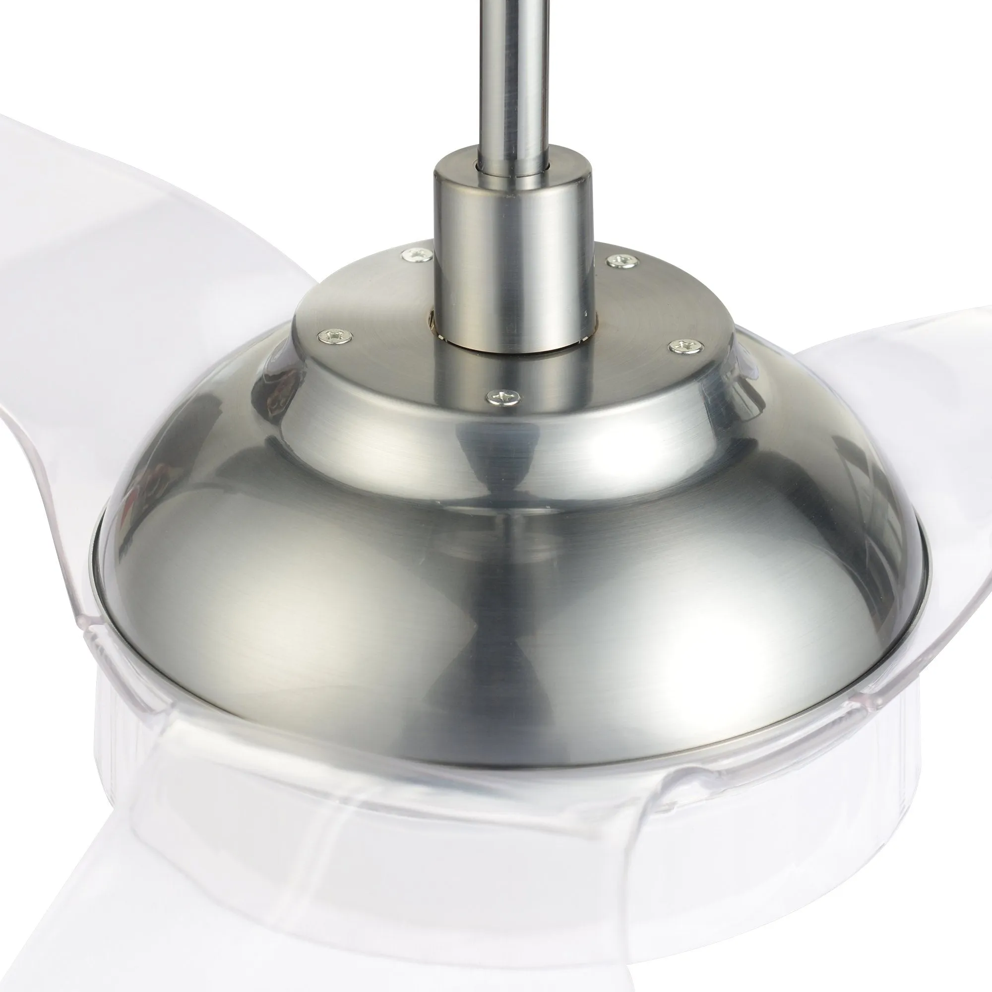 FLETCHER 56 inch 3-Blade Smart Ceiling Fan with LED Light Kit & Remote - Silver/Clear (Set of 2)