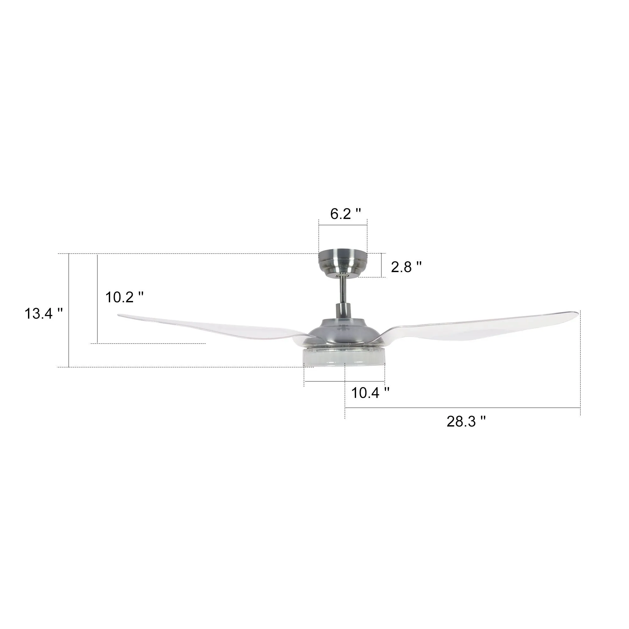 FLETCHER 56 inch 3-Blade Smart Ceiling Fan with LED Light Kit & Remote - Silver/Clear (Set of 2)