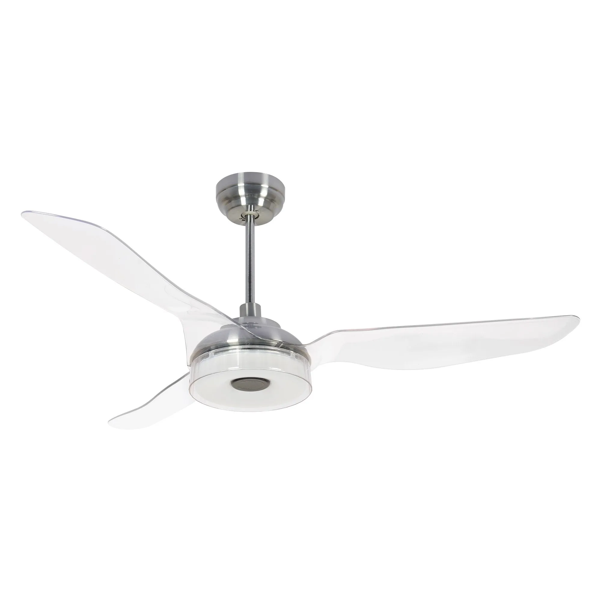 FLETCHER 56 inch 3-Blade Smart Ceiling Fan with LED Light Kit & Remote - Silver/Clear (Set of 2)