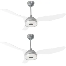 FLETCHER 56 inch 3-Blade Smart Ceiling Fan with LED Light Kit & Remote - Silver/Clear (Set of 2)