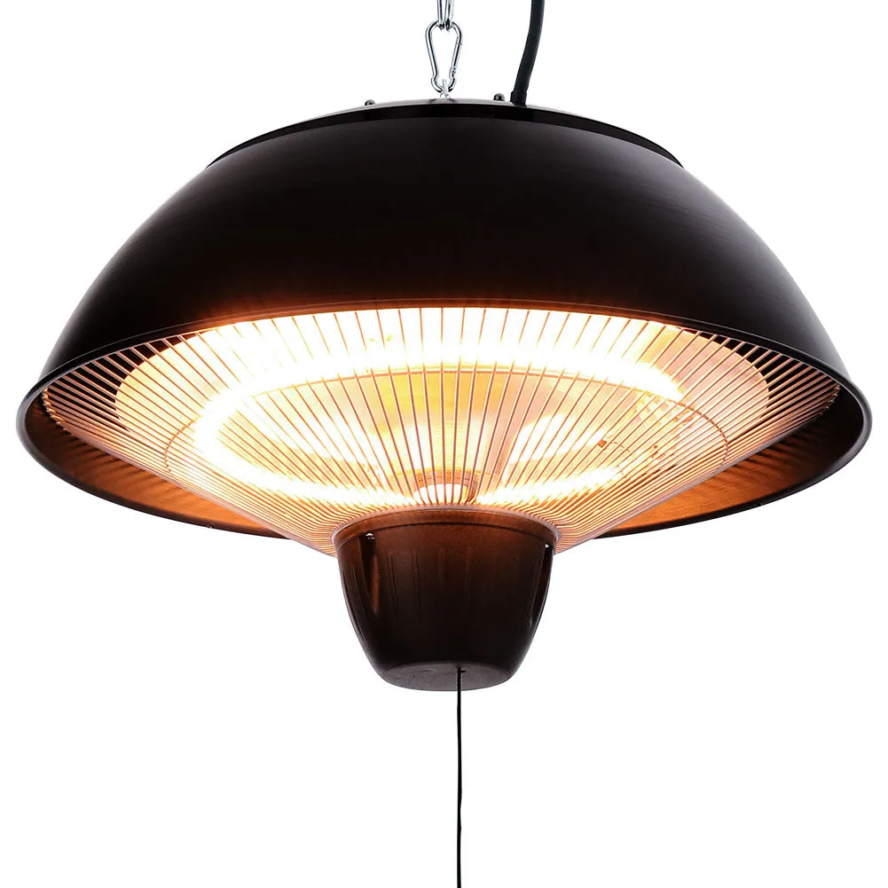 Garden Ceiling Heater Black Hanging Electric Patio Heater with Pull Rope Switch