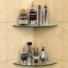 Geekdigg 2 Pack Glass Shelf, Corner Shower Caddy Shelf Basket Shampoo Holder Organizer