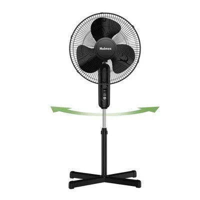 Holmes 16" Oscillating 3 Speed Manual Stand Fan Black