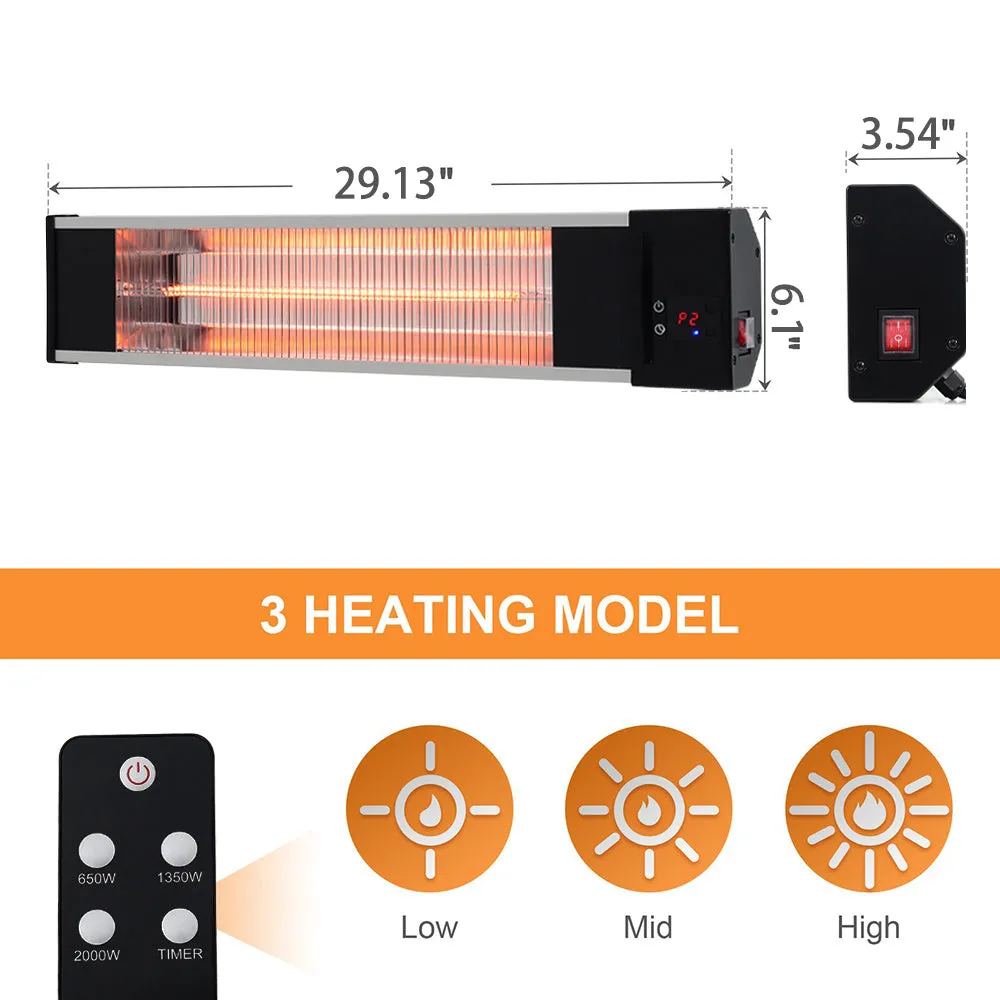 Indoor Outdoor Space Heater Wall Mount Quiet Infrared Heater