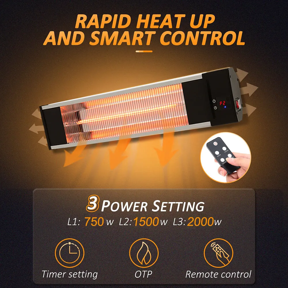 Indoor Outdoor Space Heater Wall Mount Quiet Infrared Heater