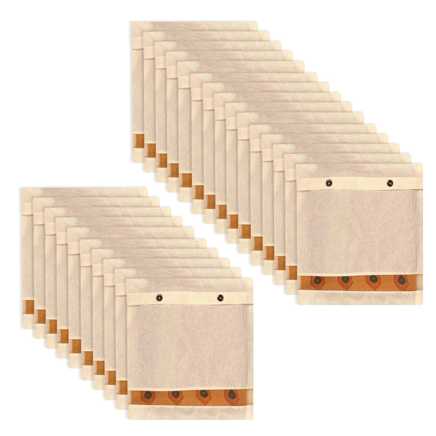 Kuber Industries Saree Bags | Clothes Bags for Storage | Cotton Wardrobe Organizer | Mesh Window Cloth Storage Bags Set | Single Packing Saree Cover with Button | Pack of 25 | Cream