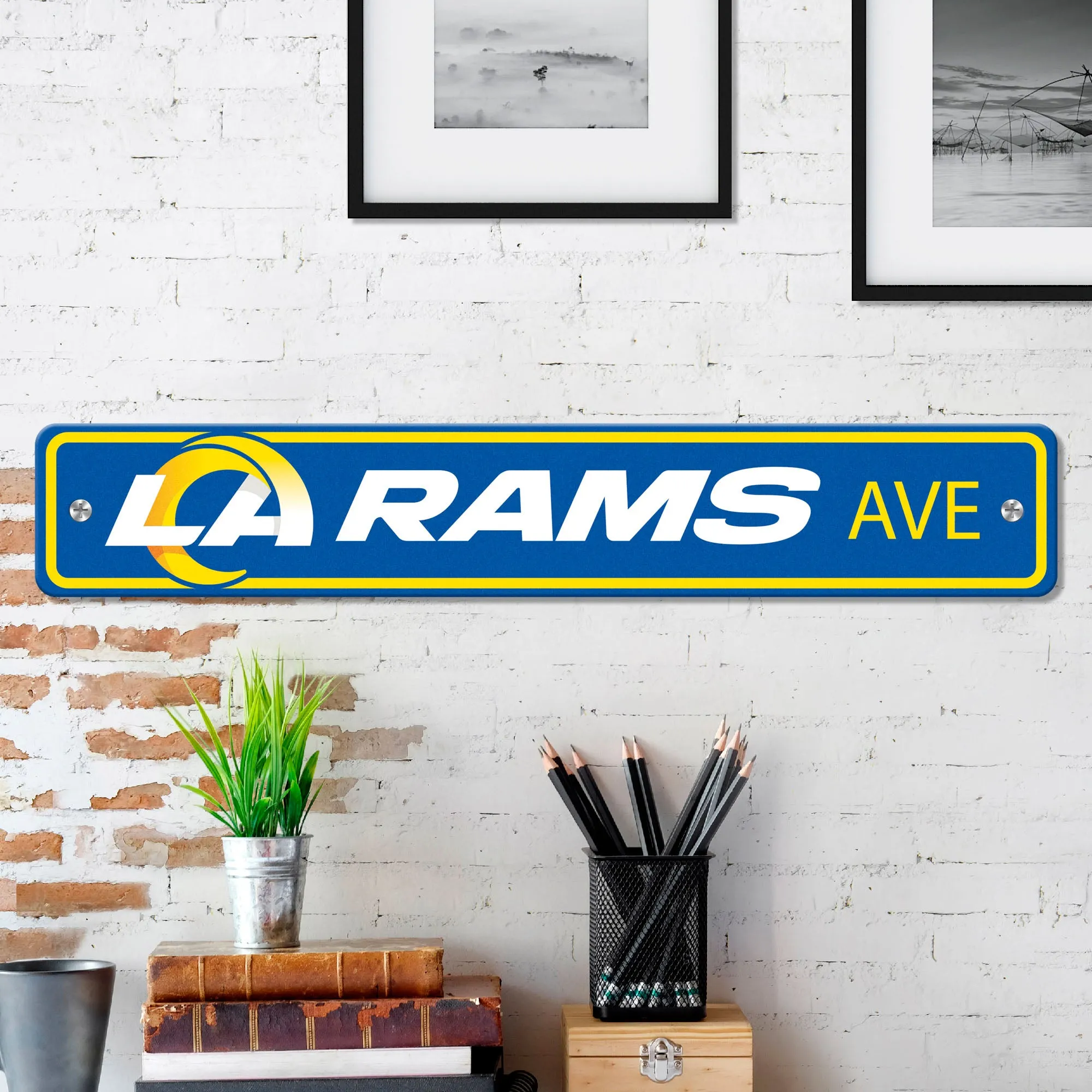 Los Angeles Rams Team Color Street Sign Décor 4in. X 24in. Lightweight