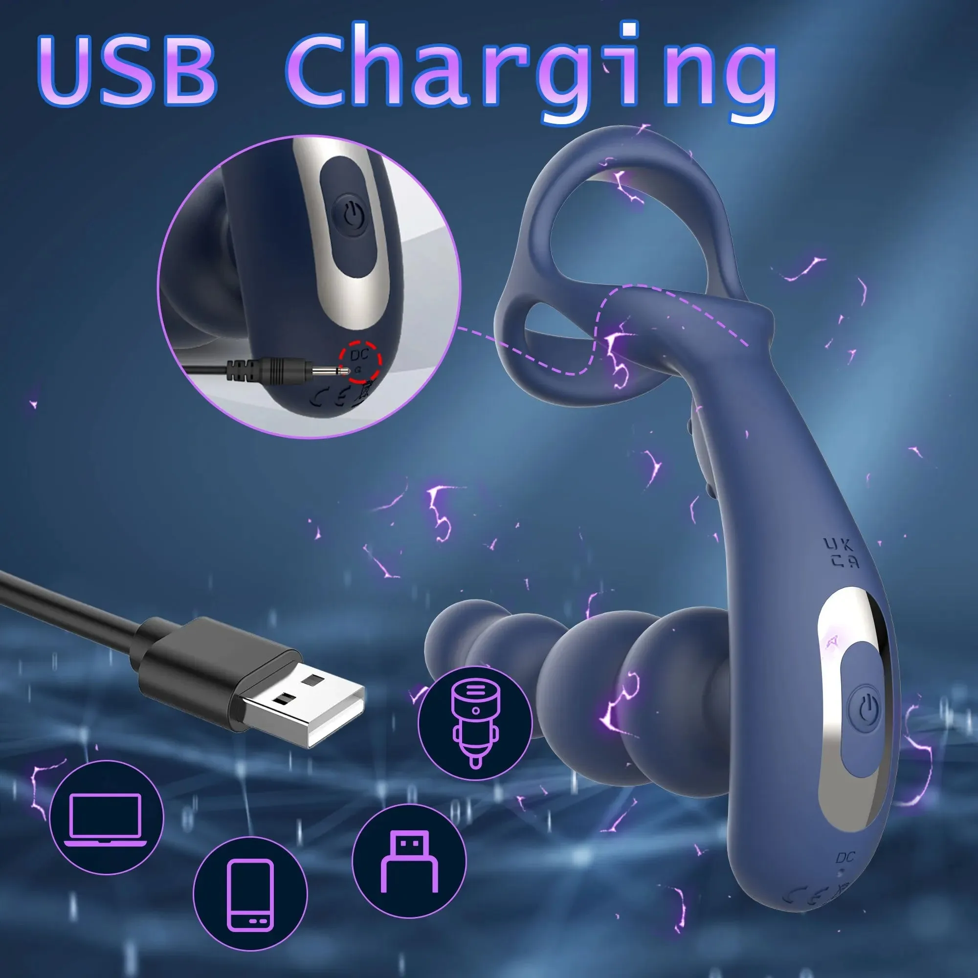 Male Anal Toys - 360° Rotate Prostate Massager Cock Ring Remoter Sex Toys for Men