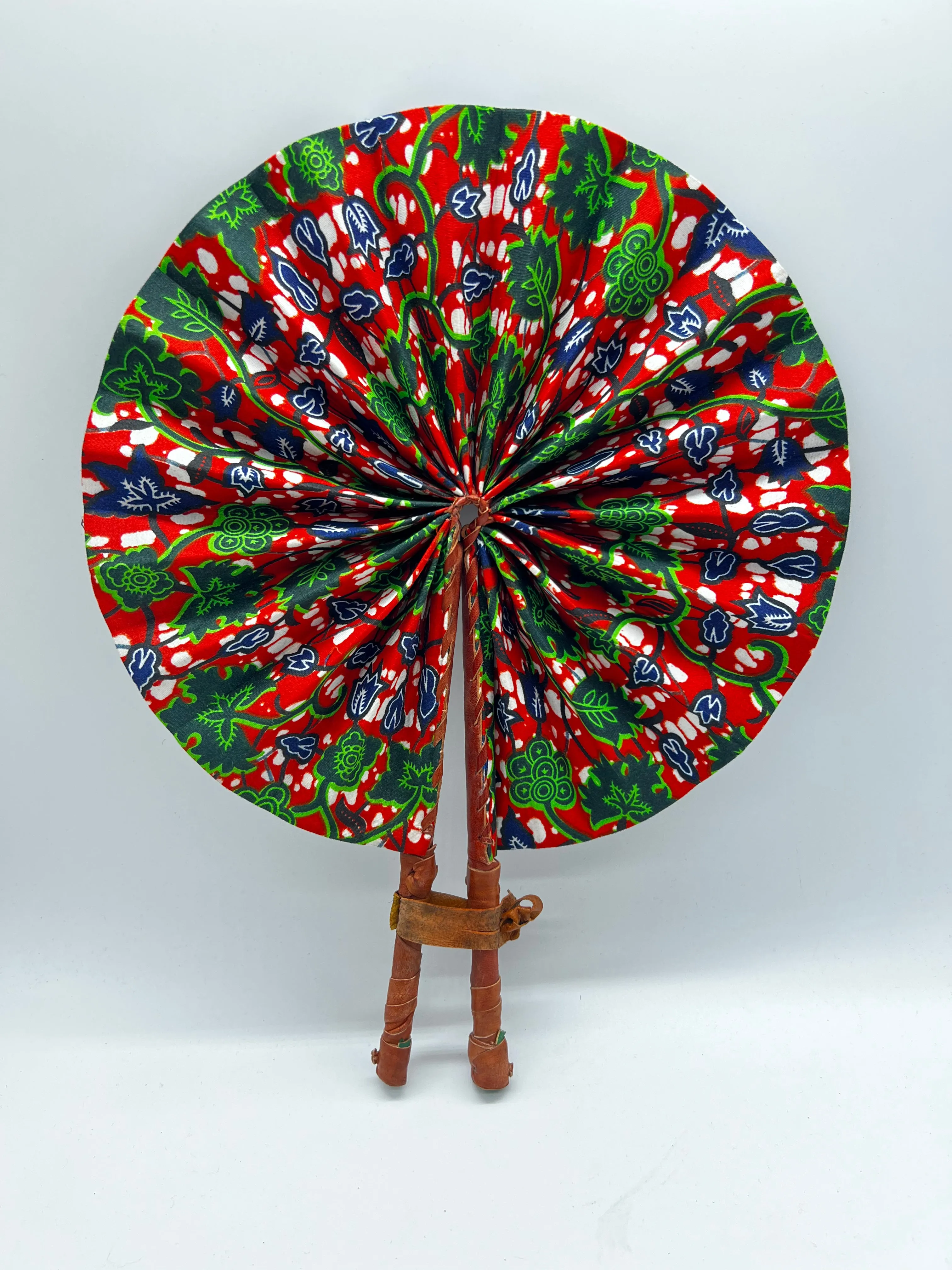 Orange Vine Ankara Collapsible African Fan