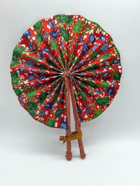 Orange Vine Ankara Collapsible African Fan