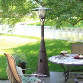 Patio Propane Heater Hiland Collection with Mocha Brown Wicker Outer and Safety Anti-Tilt Switch Included