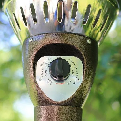 Patio Propane Heater Hiland Collection with Mocha Brown Wicker Outer and Safety Anti-Tilt Switch Included