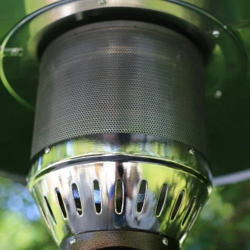 Patio Propane Heater Hiland Collection with Mocha Brown Wicker Outer and Safety Anti-Tilt Switch Included