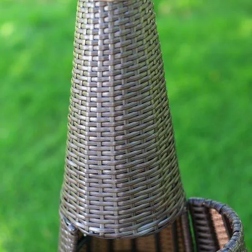 Patio Propane Heater Hiland Collection with Mocha Brown Wicker Outer and Safety Anti-Tilt Switch Included