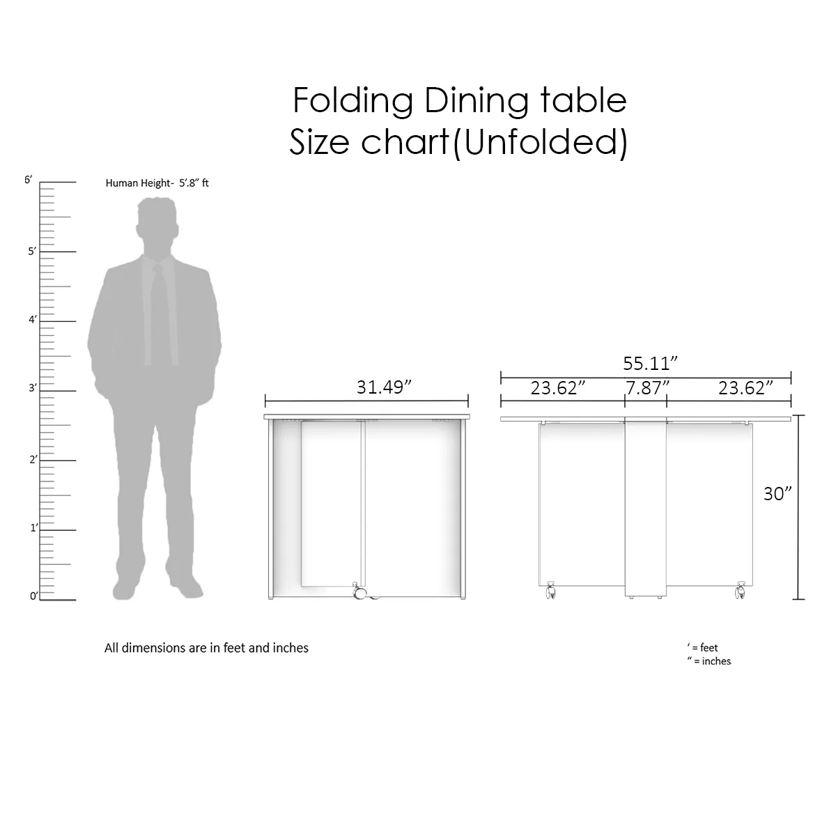Pengu 6 Seater Folding Dining Table   Docking Unit