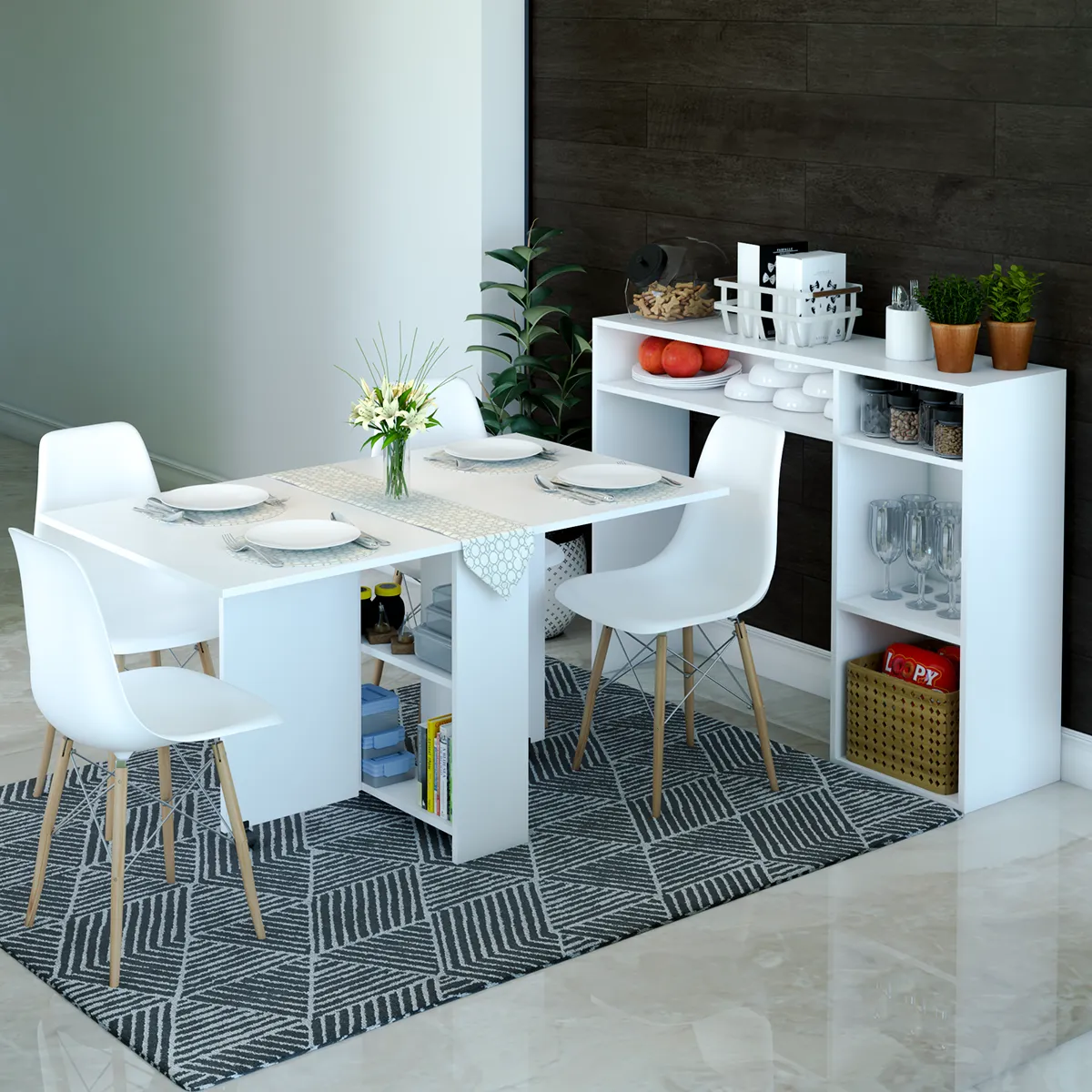 Pengu 6 Seater Folding Dining Table   Docking Unit