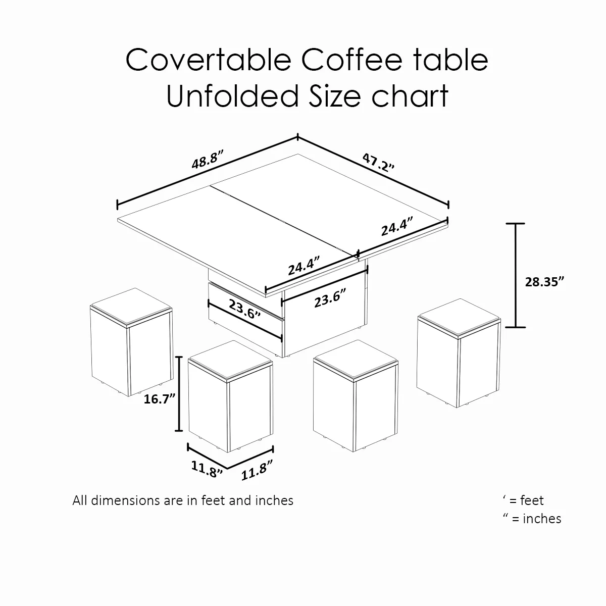 Pengu Convertible Coffee Table   Dining Table
