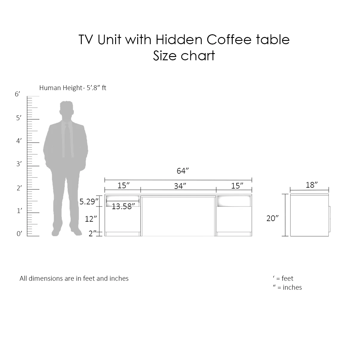 Pengu Tv unit with hidden coffee table