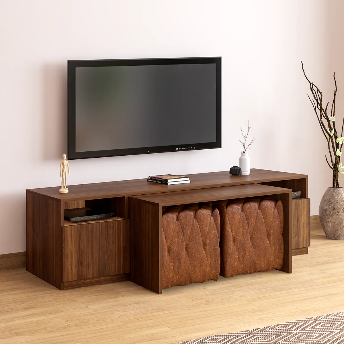 Pengu Tv unit with hidden coffee table