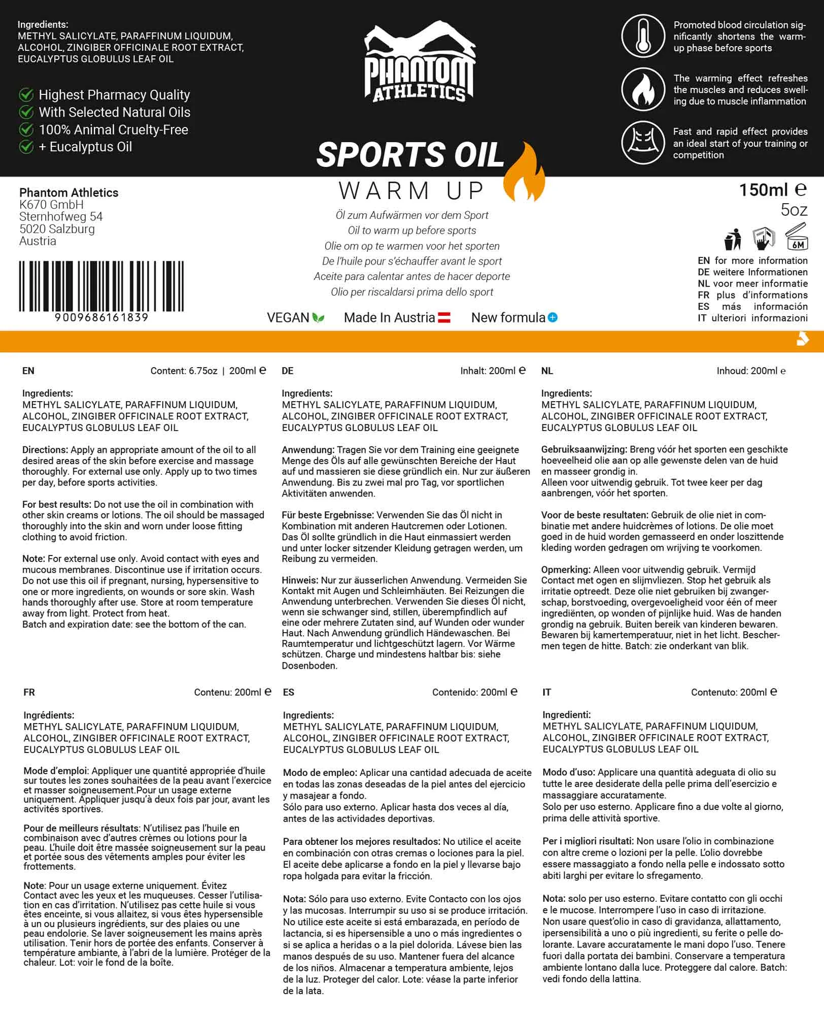 Phantom Sport Warming Oil